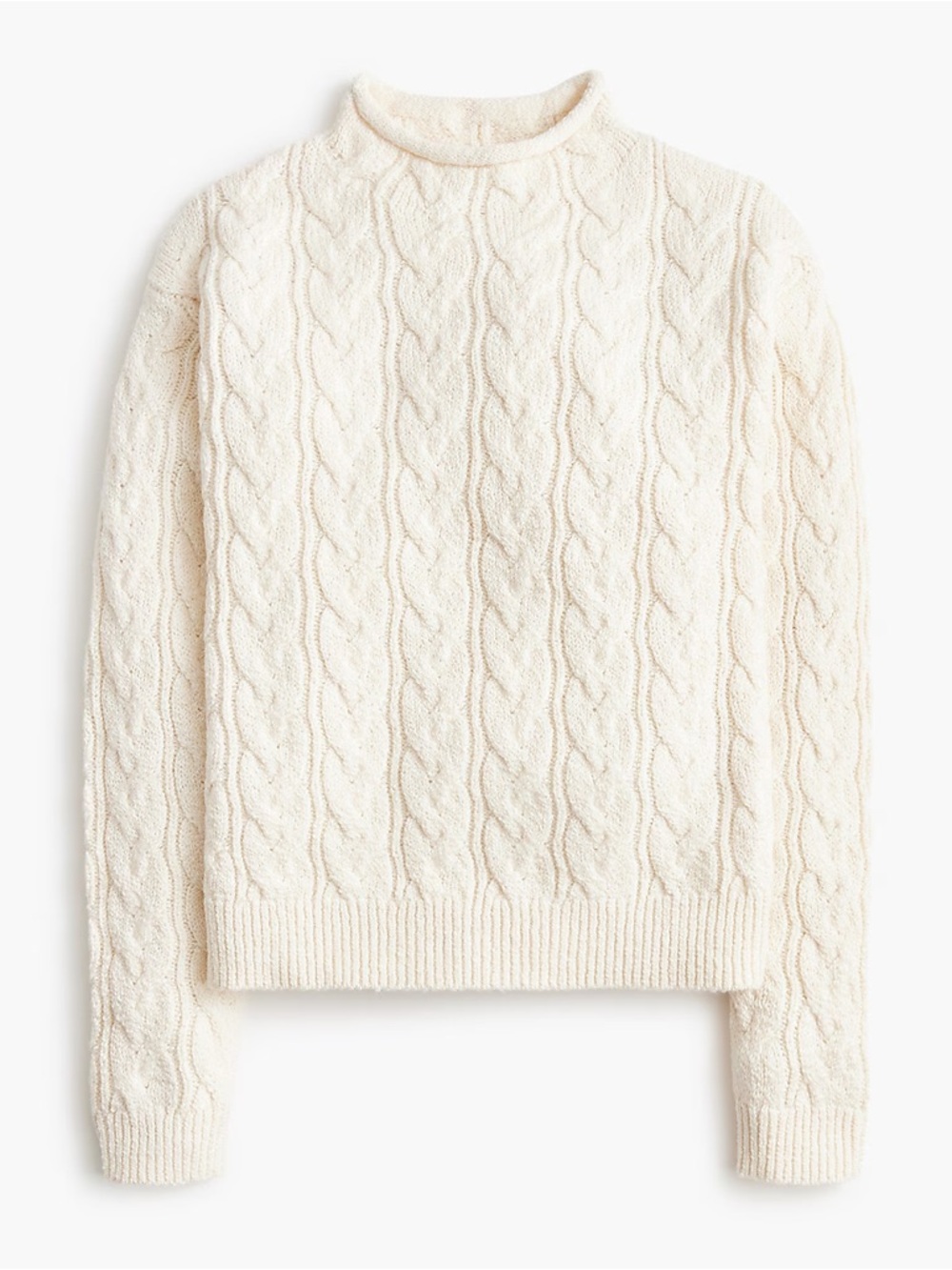 J.Crew Factory Cable Mockneck Sweater Size Xs Natural